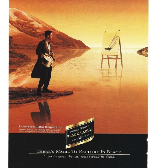 Johnnie Walker Black Label Scotch Whisky Advert 1990s  Vintage Print Ad - Picture 2 of 2